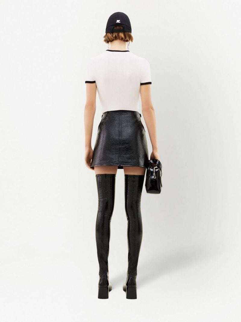 Courrèges Fitted White T-shirt With Contrasting Ribbed Trim In White