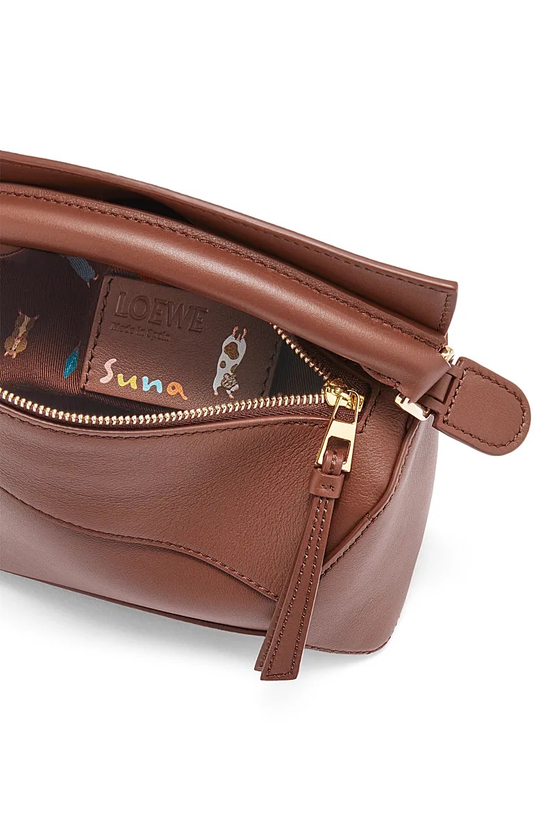 Loewe X Suna Fujita - Hamster Puzzle Edge Classic Calf Leather Mini Bag In Brown