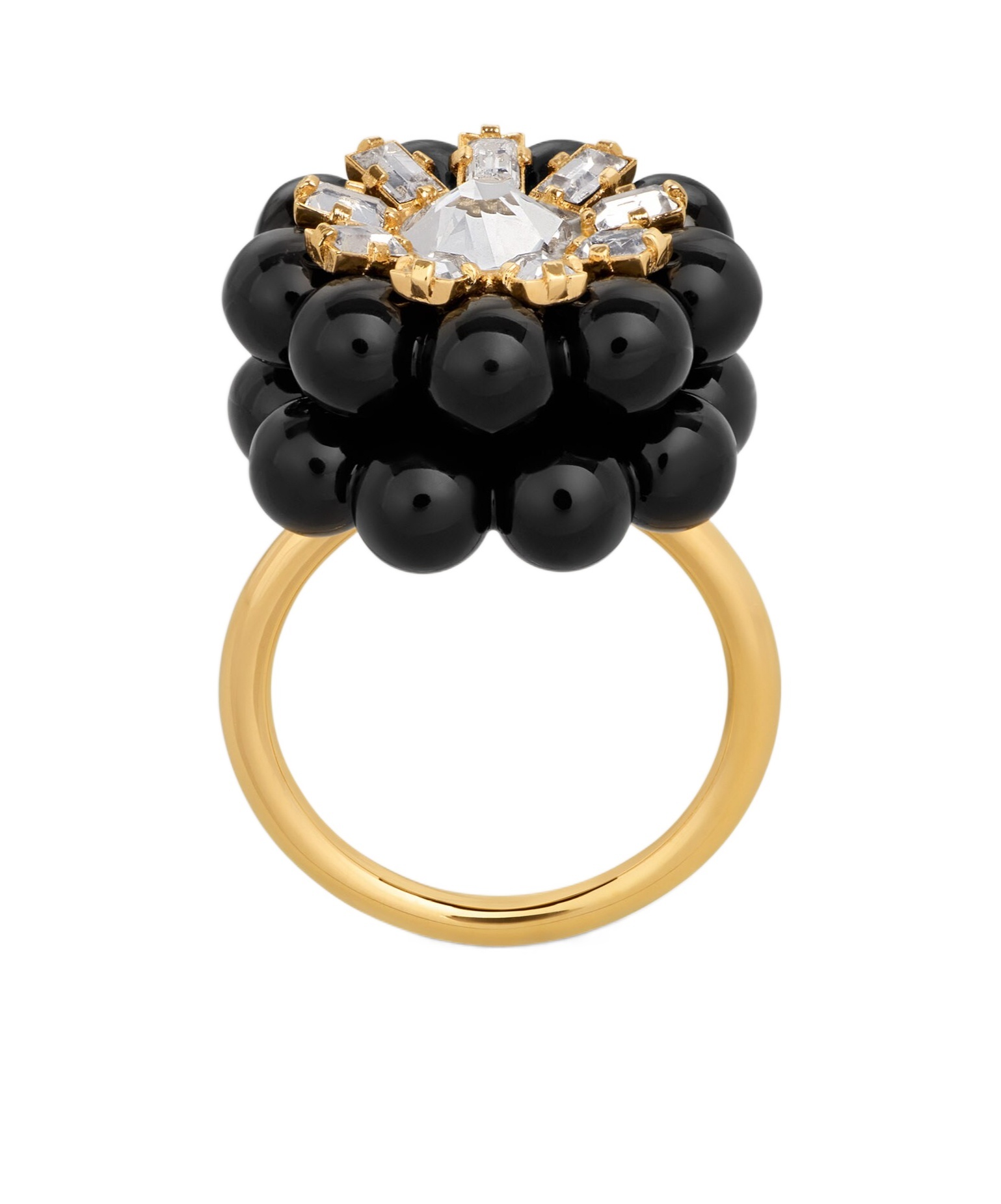 Celine Heirlooms Mûre Ring In Strass, Varnish And Brass With Gold Finish In Gold/black