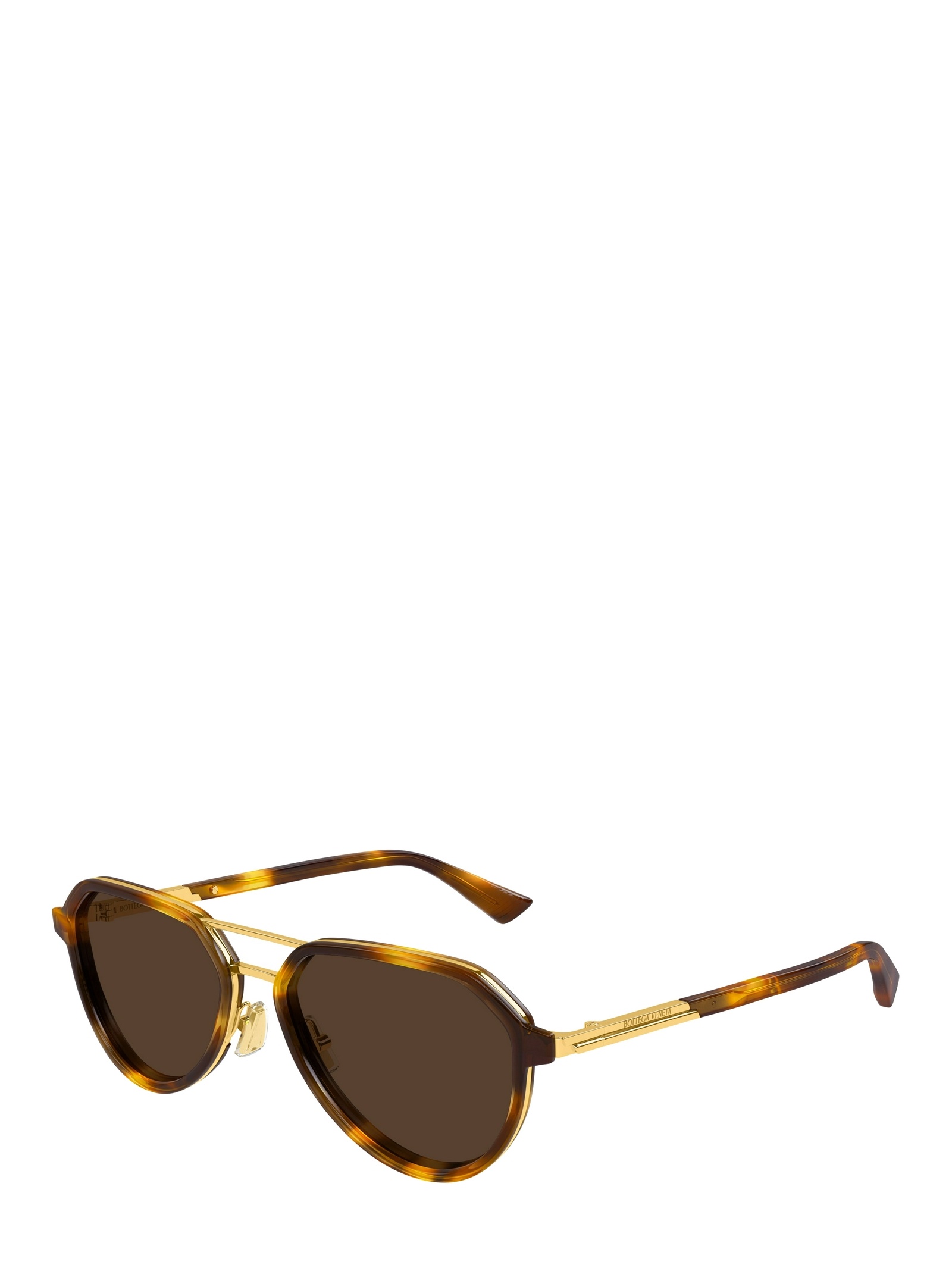 Bottega Veneta Bv1373s Linea Ribbon 001 Black Gold Brown Sunglasses In Brown