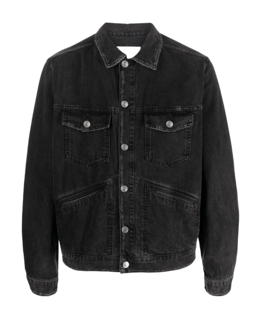 Isabel Marant Jango Logo-embroidered Faded Denim Jacket In Black