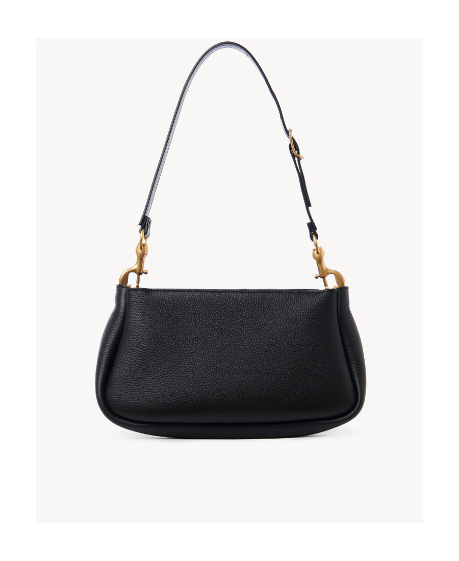 Shop Chloé Marcie Leather Shoulder Bag In Black