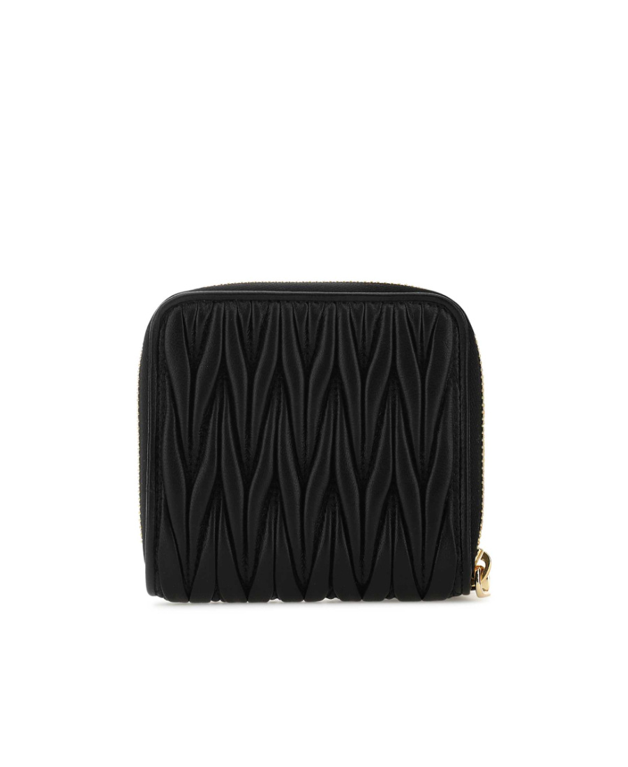 Miu Miu Small Nappa Matelassé Wallet In Black