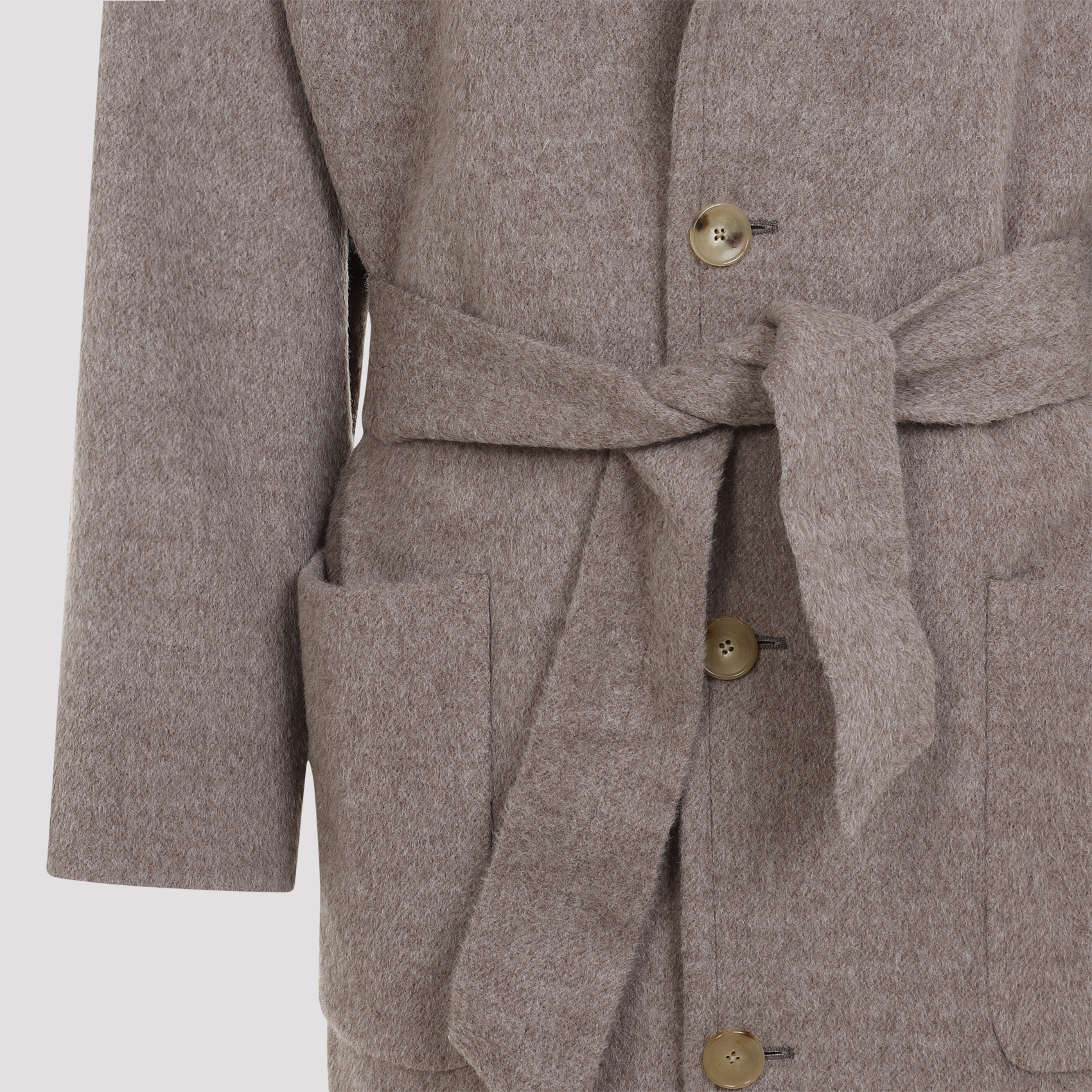 Etro Belted Coat Patch Pockets In Gray