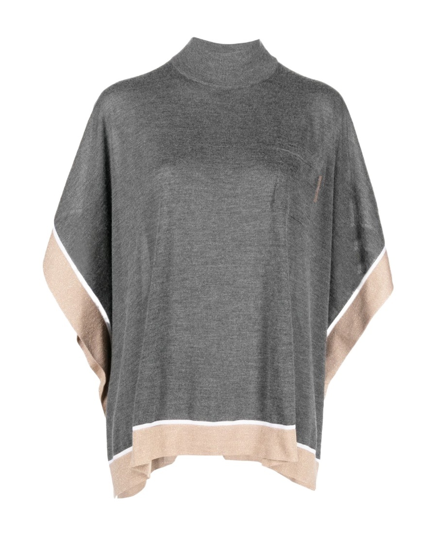 Brunello Cucinelli Draped-sleeve Knitted Jumper In Gray