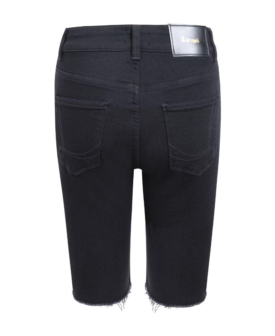 Liuregali Logo Slim Denim Shorts In Black