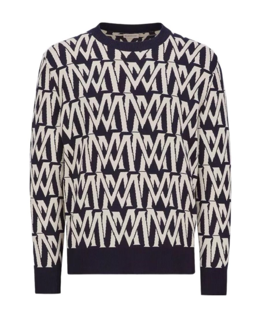 Shop Moncler Monogram Jacquard Jumper In Black