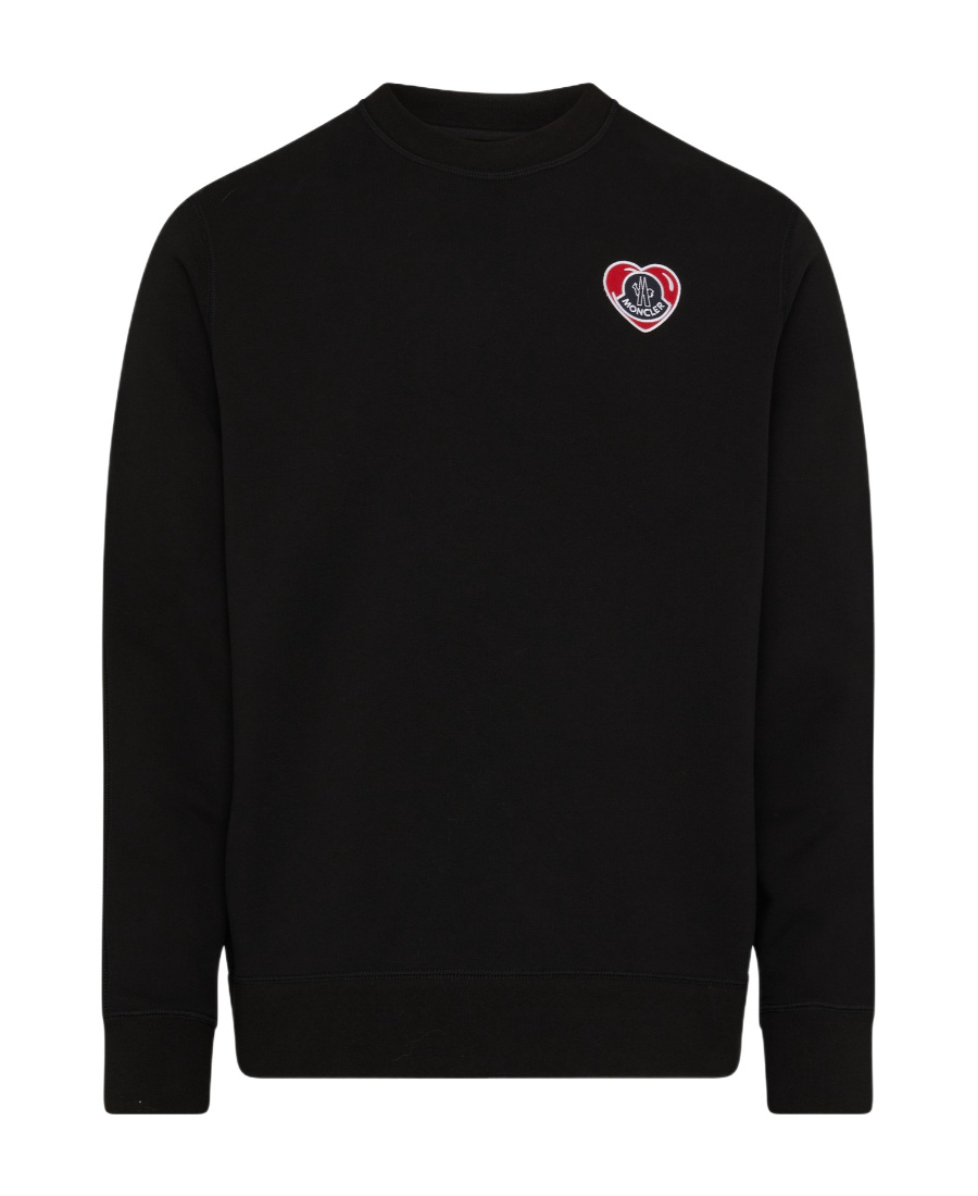 Moncler Long Sleeve Logo-patch Sweatshirt In Black