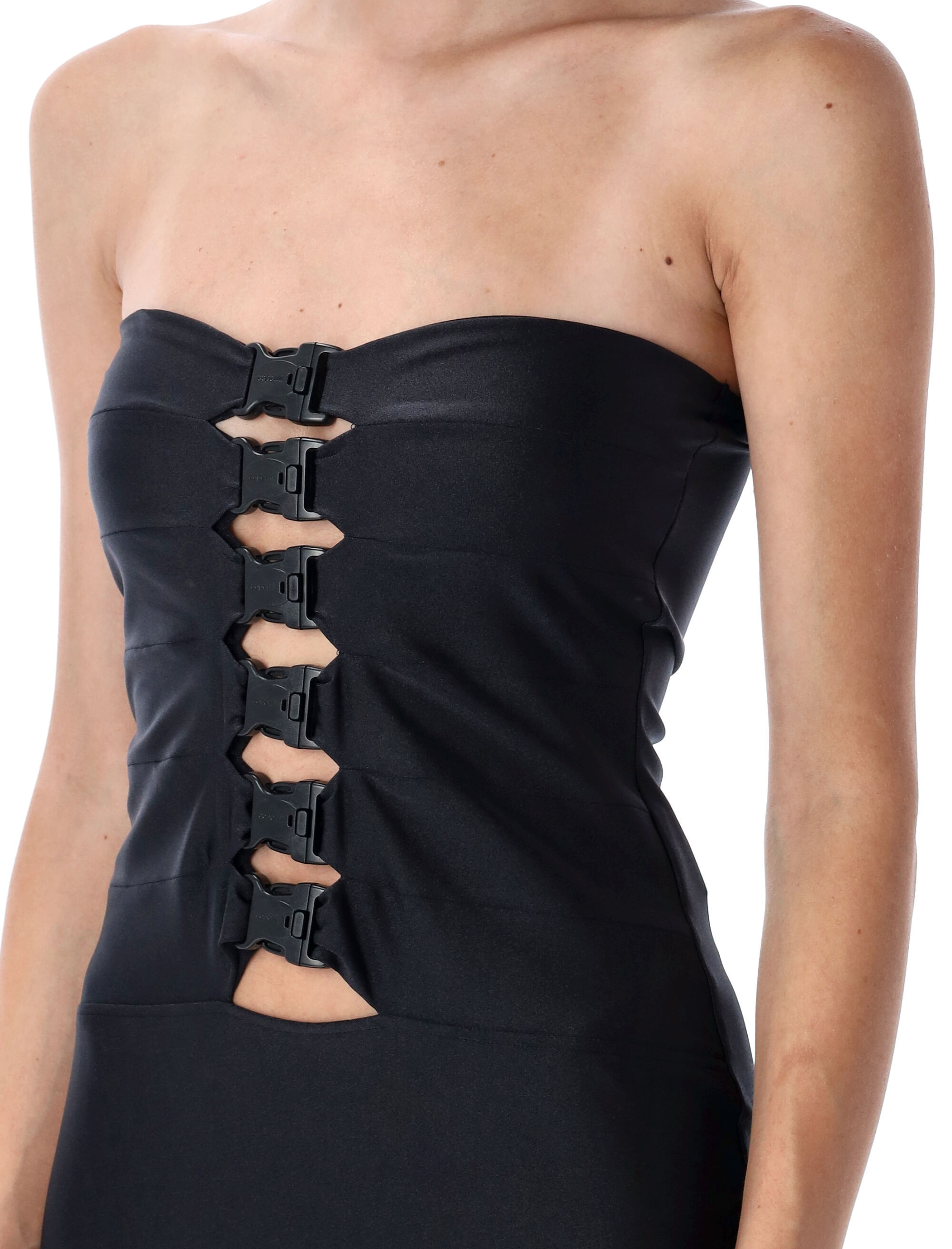 Coperni Black Multi Buckle Midi Dress In Black