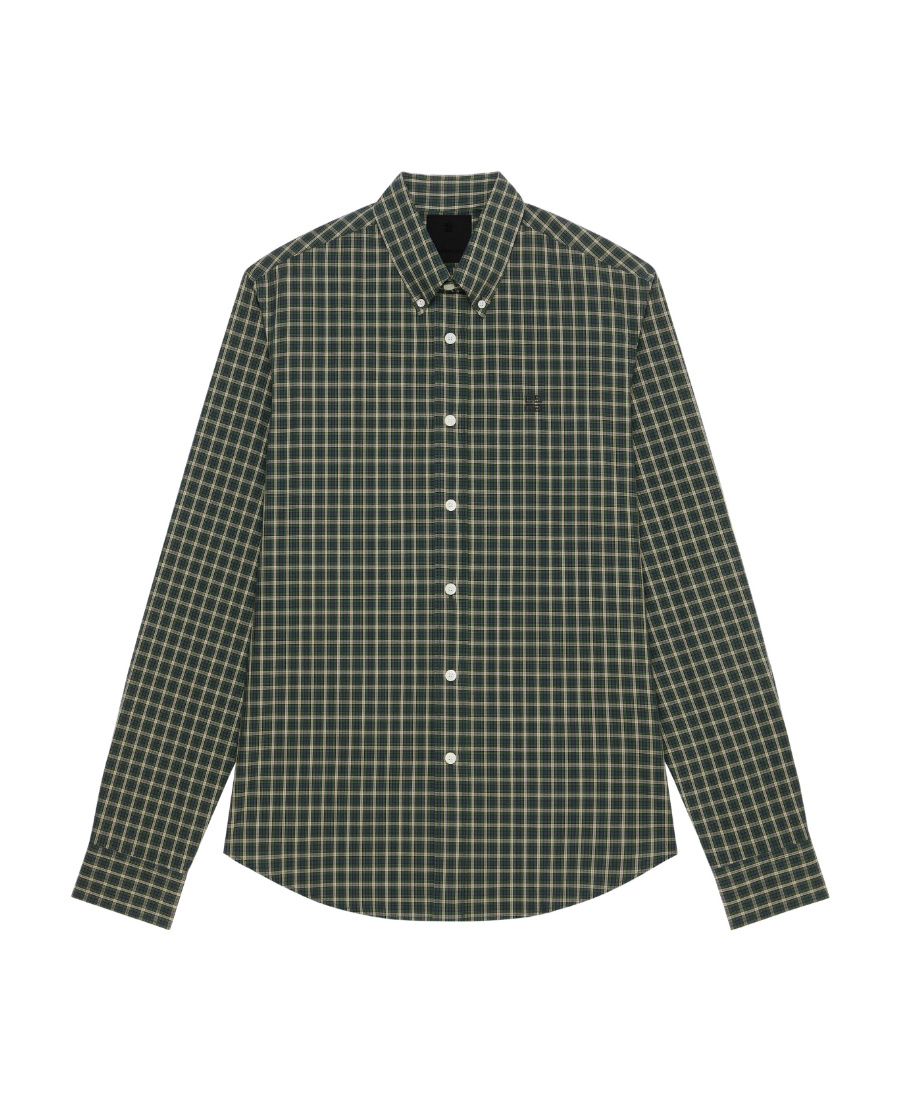 Givenchy 4g Motif-embroidered Checked Shirt In Green