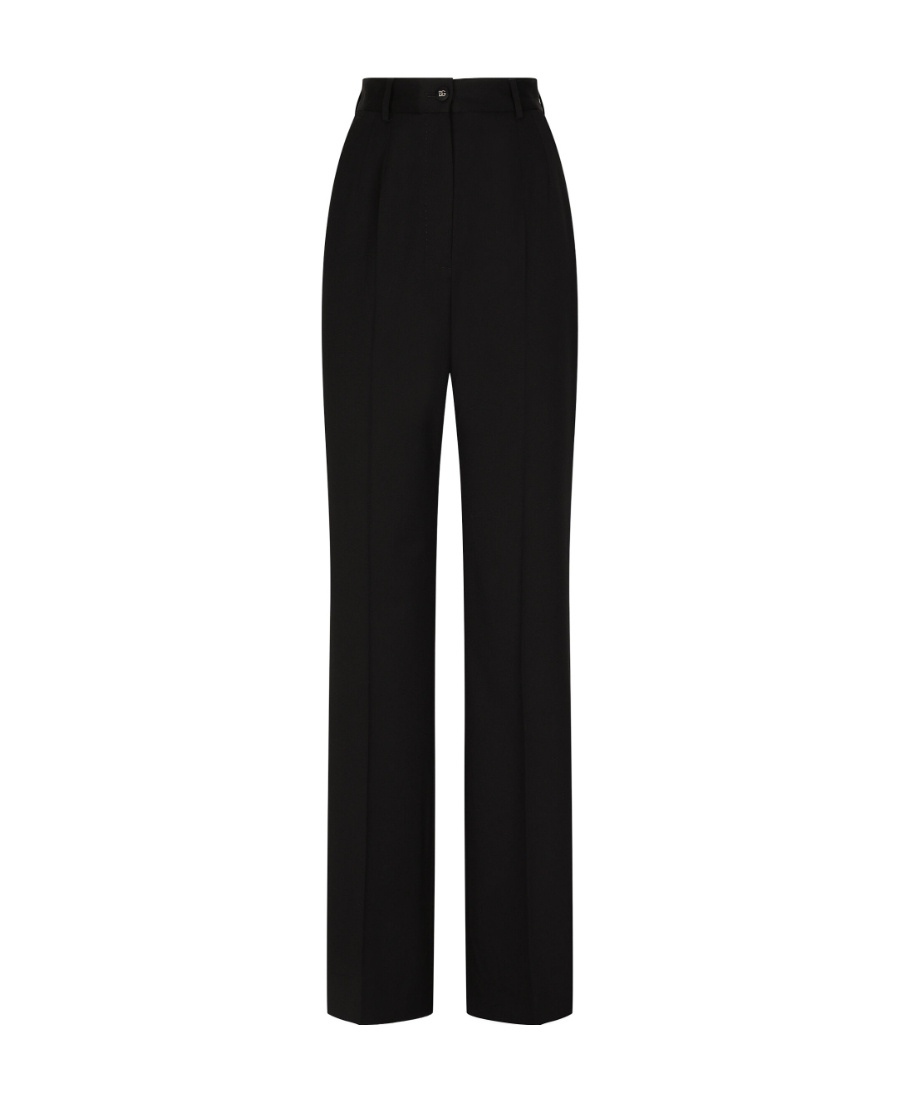 Dolce & Gabbana Wide-leg Wool Trousers In Black