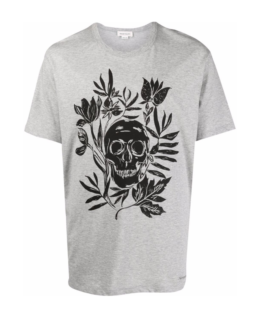 Alexander Mcqueen Pattern Printed Short-sleeved T-shirt In Gray