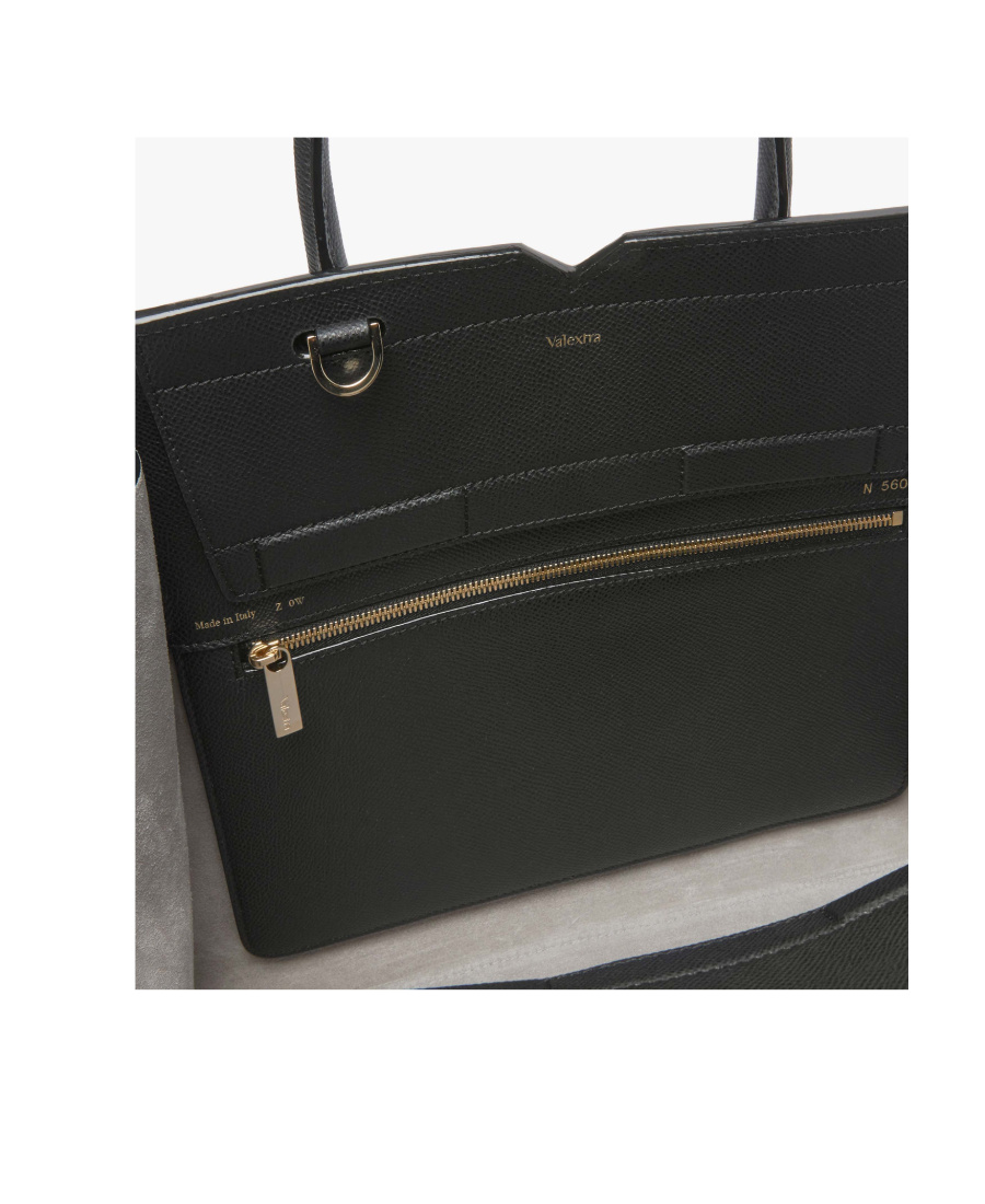 Valextra Medium Milano Top Handle Bag In Black