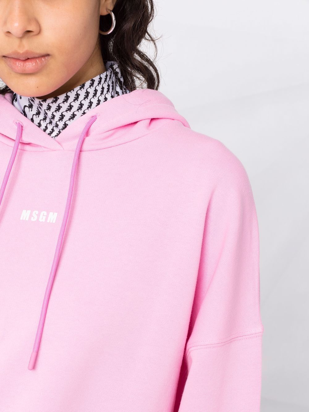 Msgm Logo Printed Drawstring Hoodie In Pink