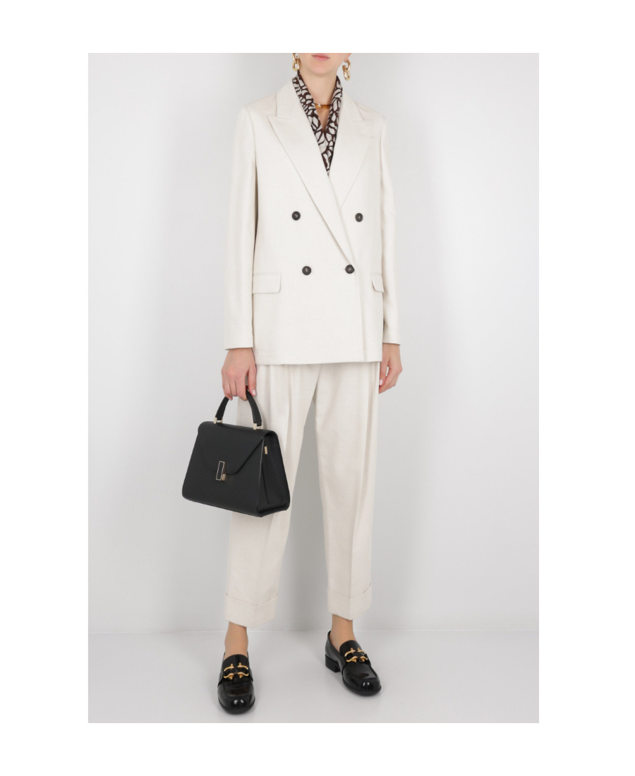 Brunello Cucinelli Scarf-embellished Double-breasted Blazer In White