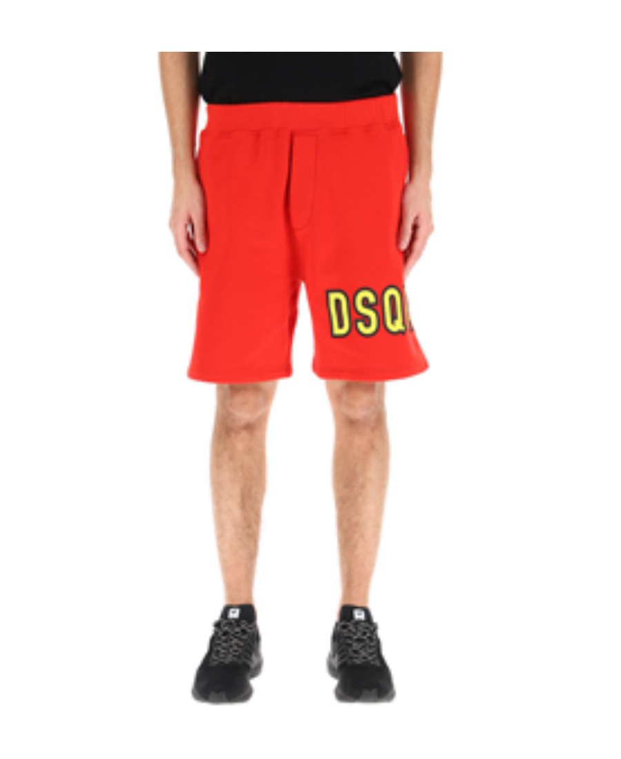 Dsquared2 Logo-print Cotton Shorts In Red