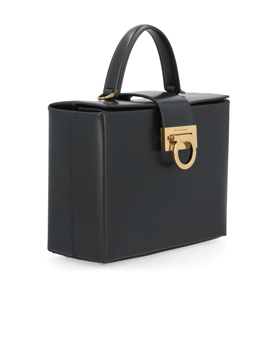 Ferragamo Trifolio Leather Tote Bag In Black