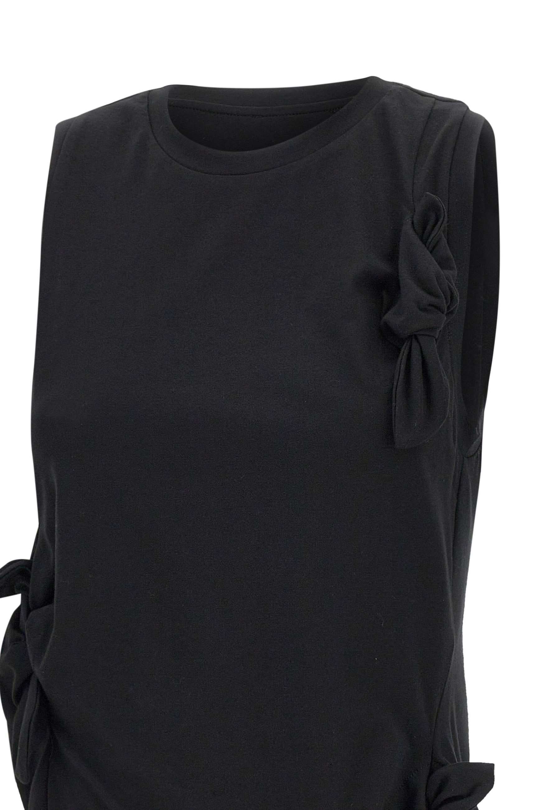 Elisabetta Franchi Sleeveless Top With Bows And Draping In Black