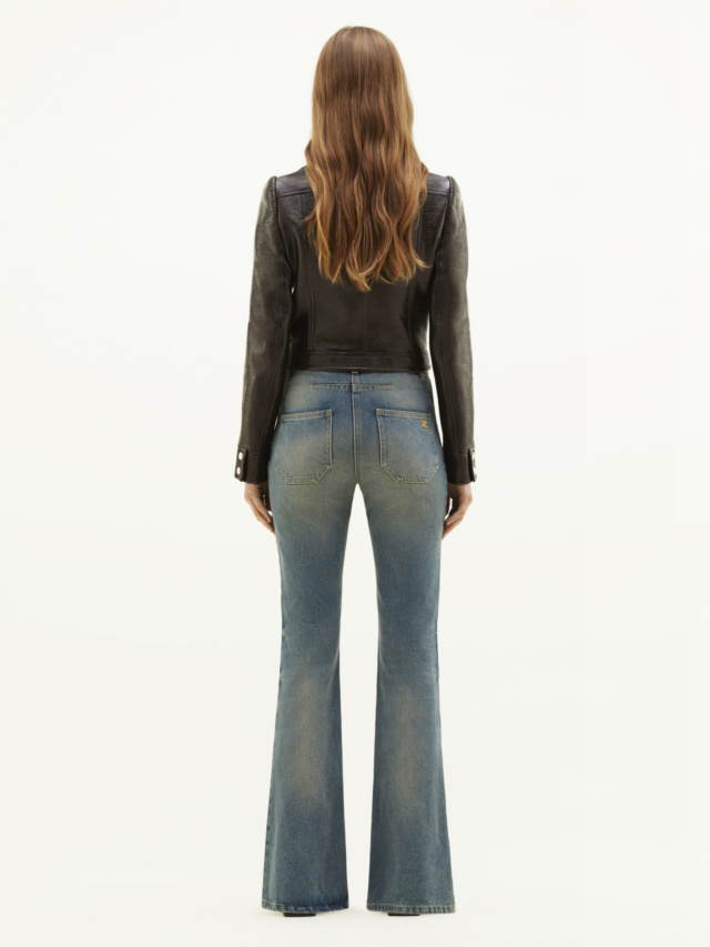 COURRÈGES LOGO-PATCH FAUX-LEATHER JACKET