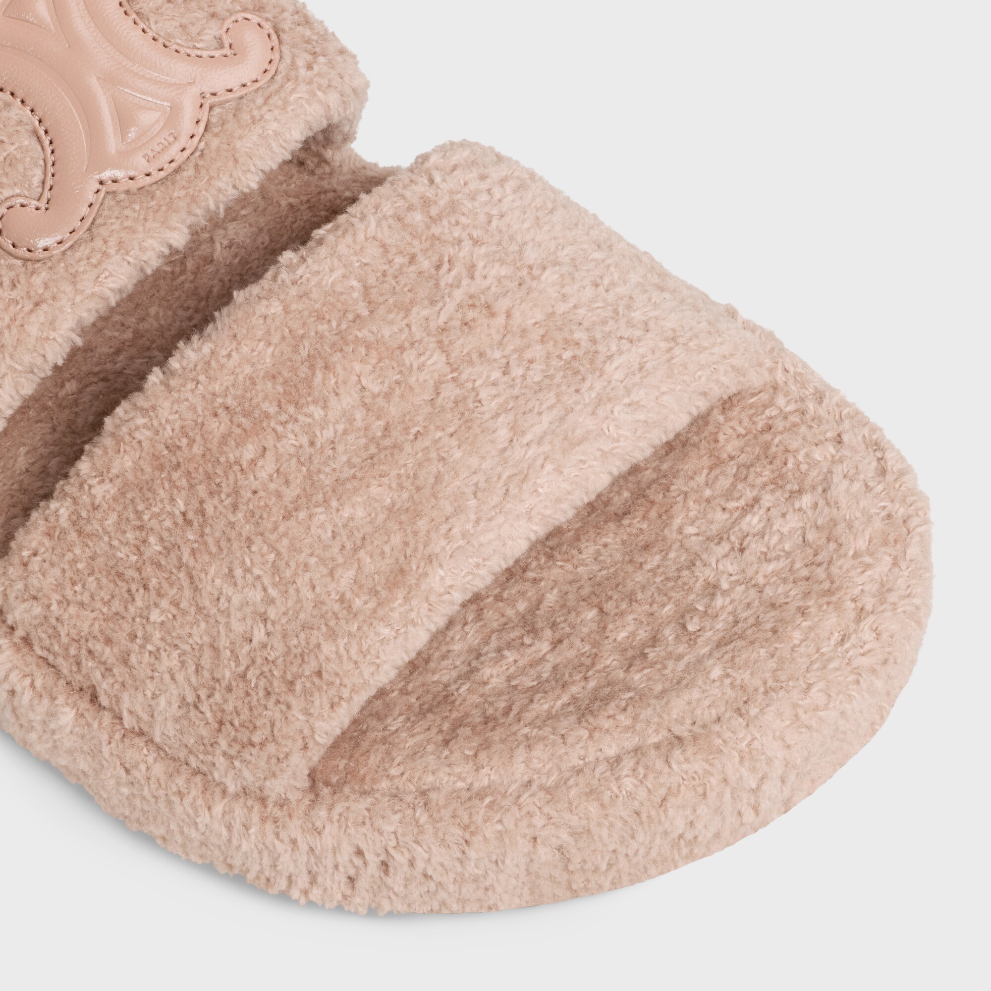 Celine Triomphe Sponge Fabric Slippers In Pink