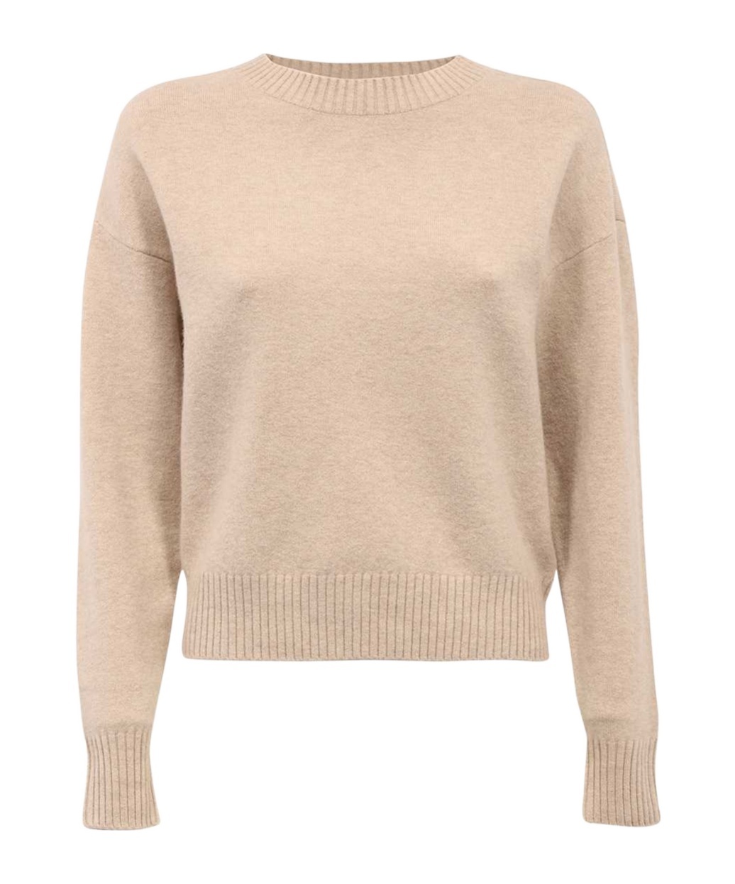 Yves Salomon Wool Crewneck Sweater In Nude