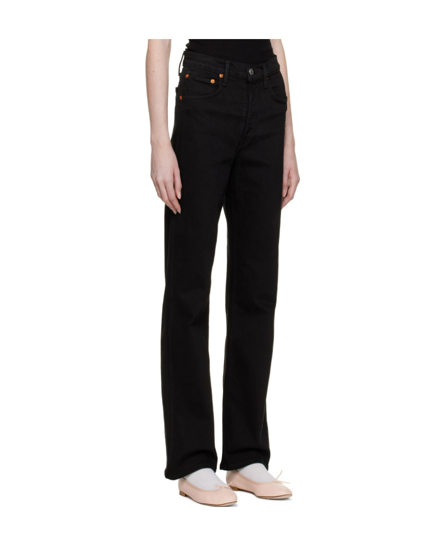 Re/done 70s Low-rise Straight Jeans In Black