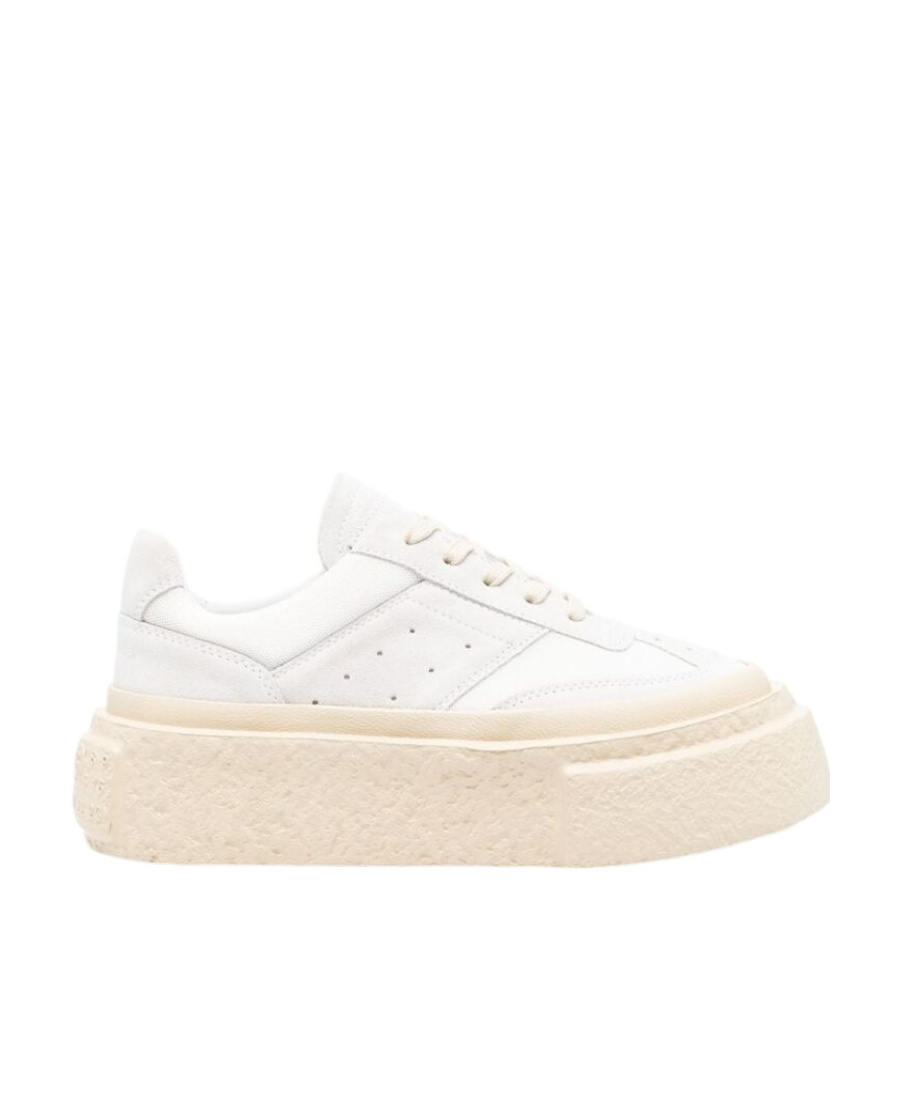 Shop Mm6 Maison Margiela Numbers-motif Leather Sneakers In White