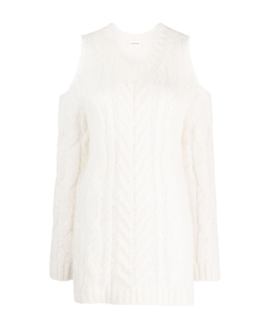 P.a.r.o.s.h Liquore Cold-shoulder Crochet Knit Sweater In White