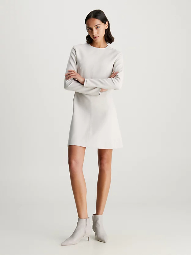 Calvin Klein Flared Crepe Minidress In White