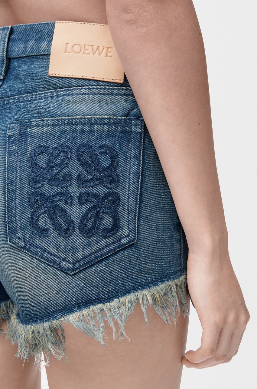 Loewe Anagram Shorts In Denim In Medium Blue