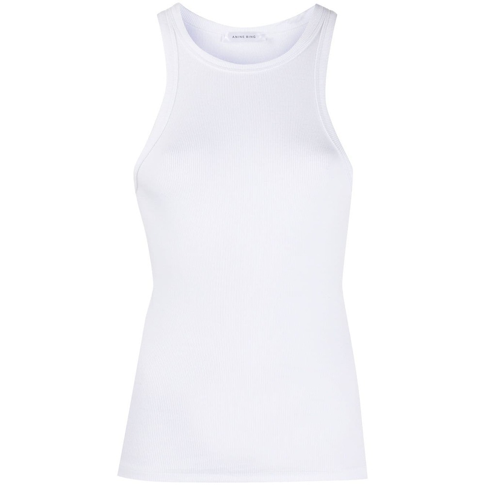Anine Bing Womens Ivory Cole Embroidered-logo Knit Top In White