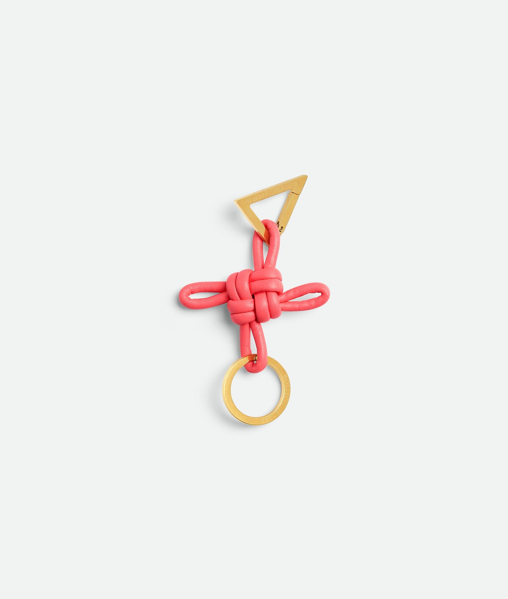 Bottega Veneta Woven Pattern Key Ring In Pink