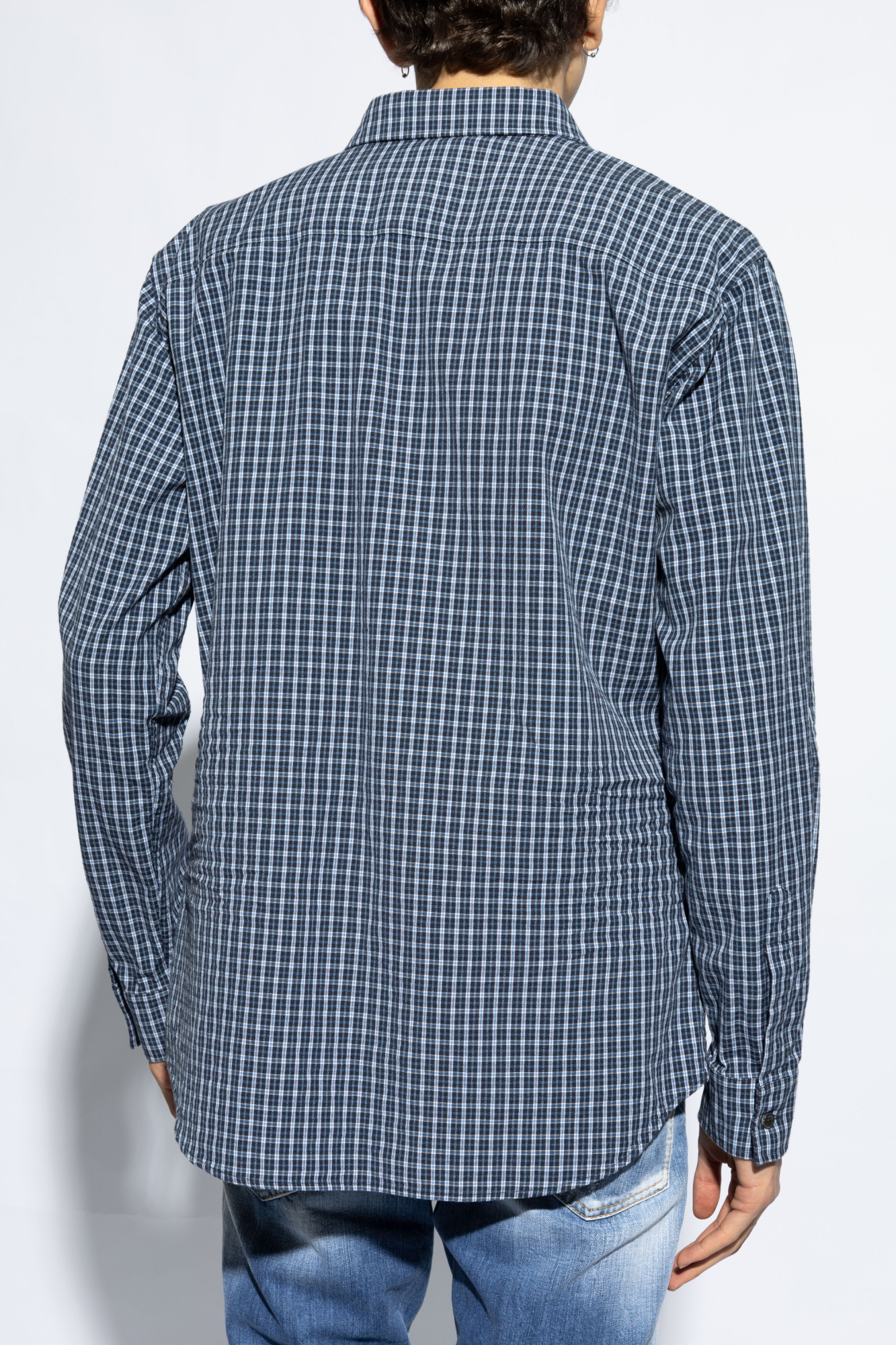 Dsquared2 Logo-patch Plaid Cotton Shirt In Blue