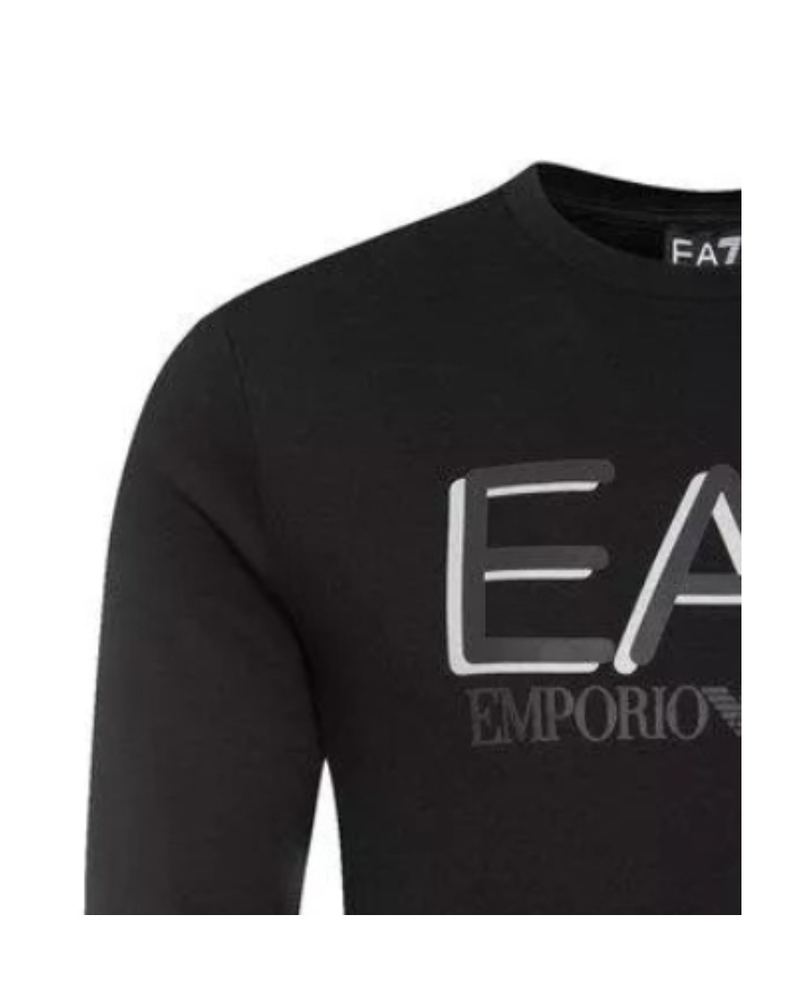 Ea7 Logo Printed Round-neck Pullover In Black