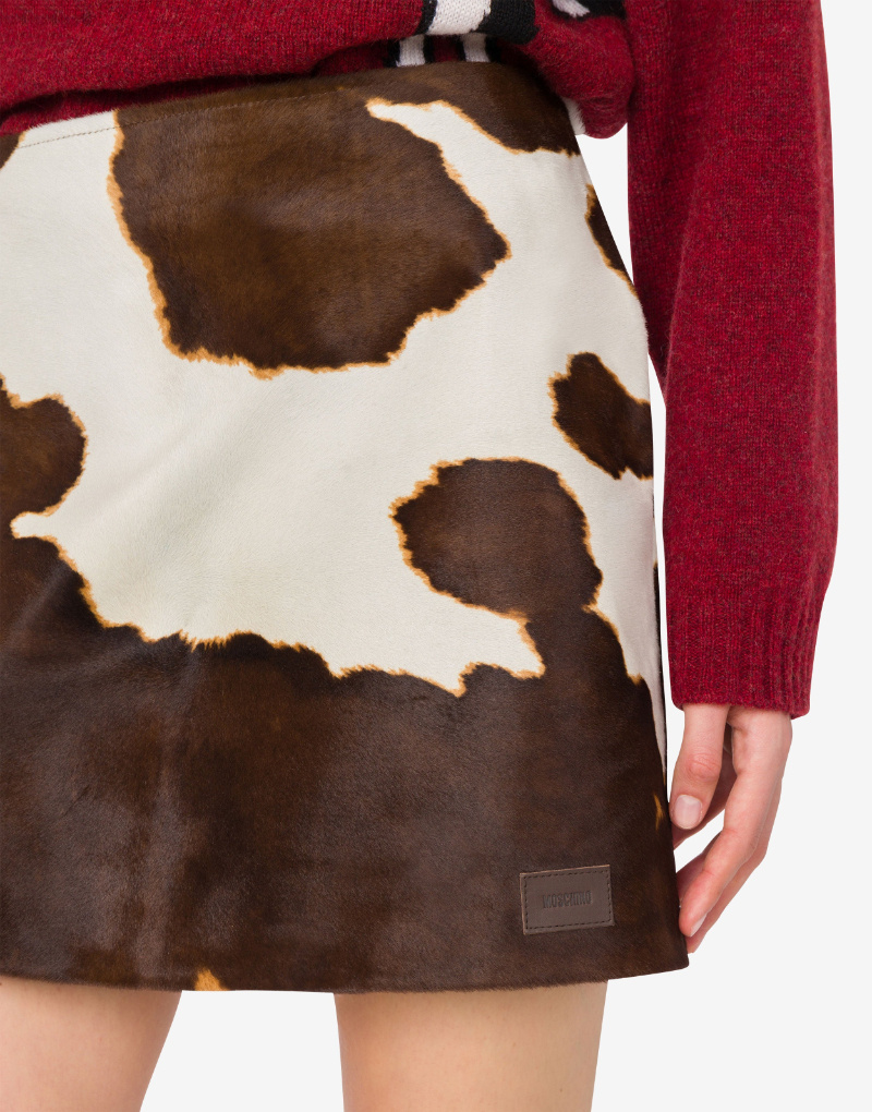 Moschino Cow-print Mini Skirt In Animal Print