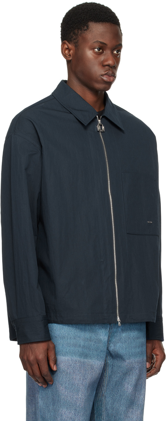 Wooyoungmi Navy Drawstring Shirt In Black