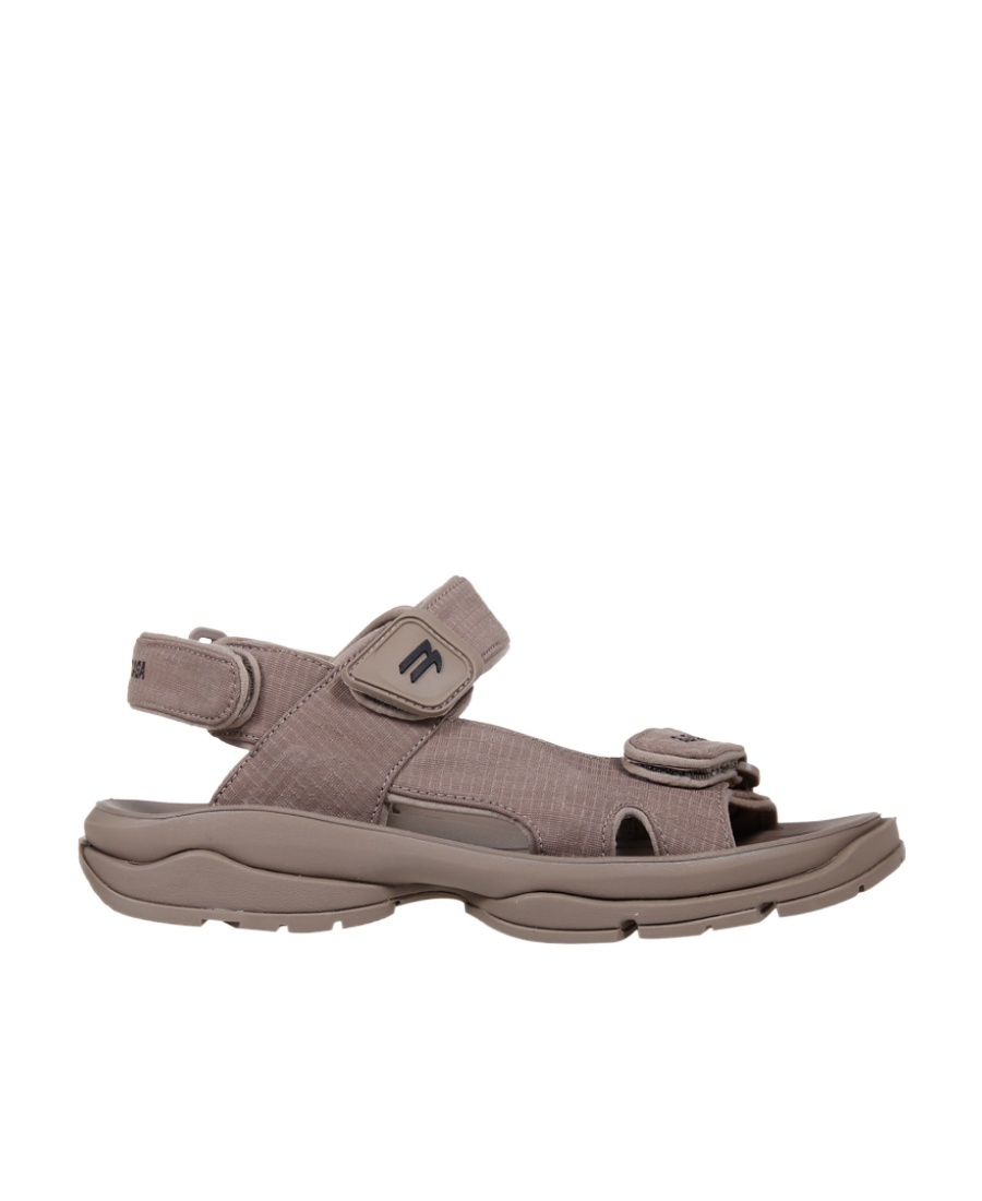 Balenciaga Logo Flat Sandals In Brown