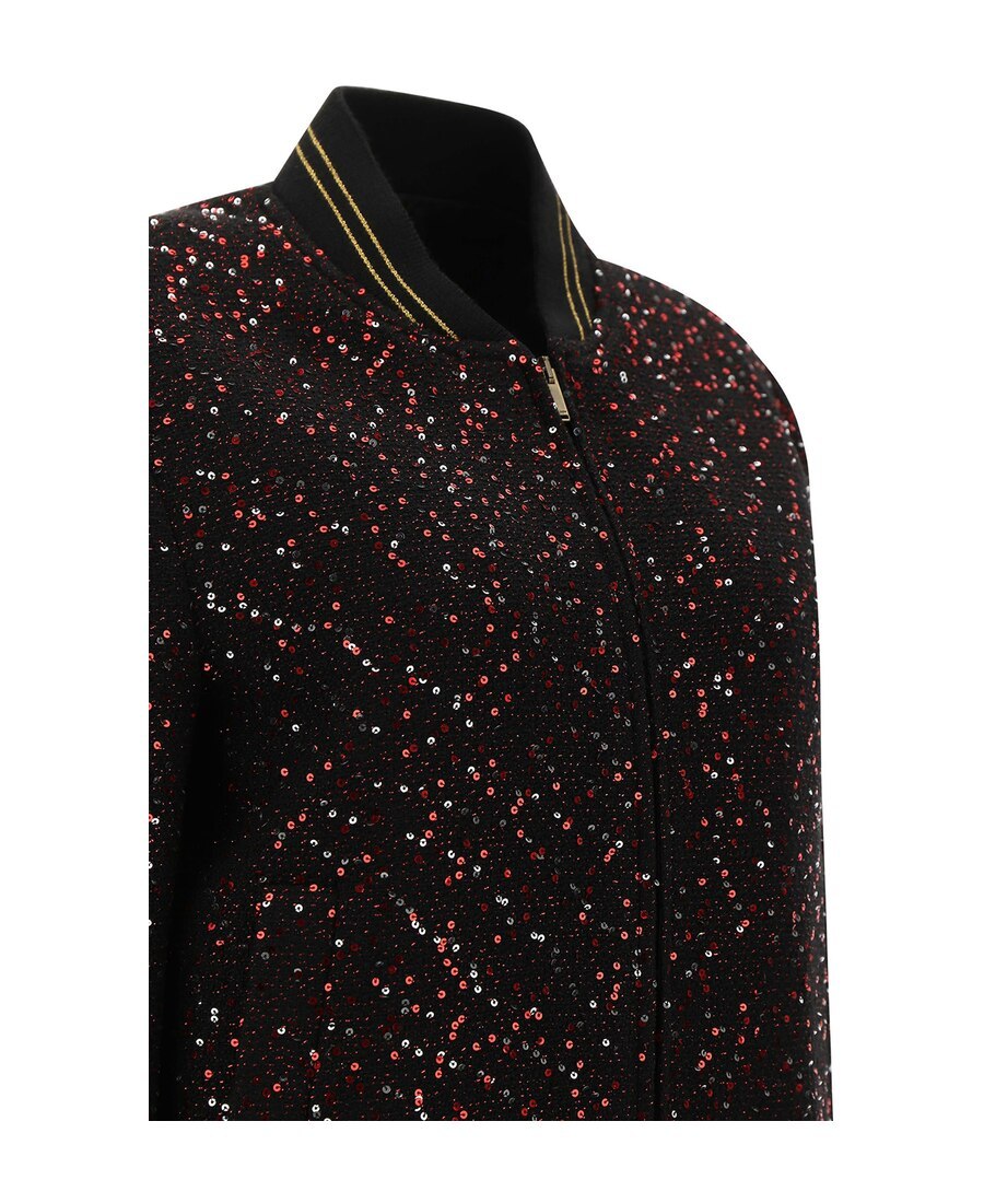 Saint Laurent Sequinned Bomber Jacket In Black
