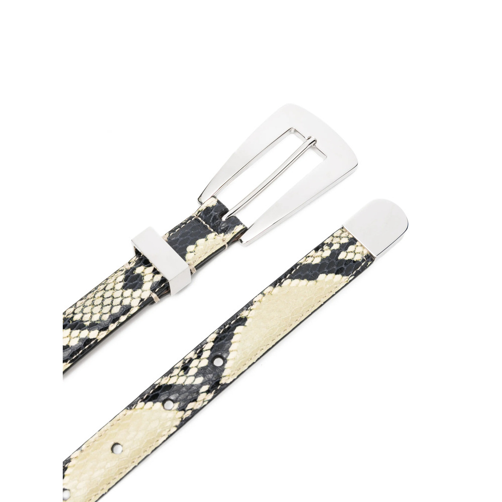 Khaite Lucca Embossed Python Belt In Neutral