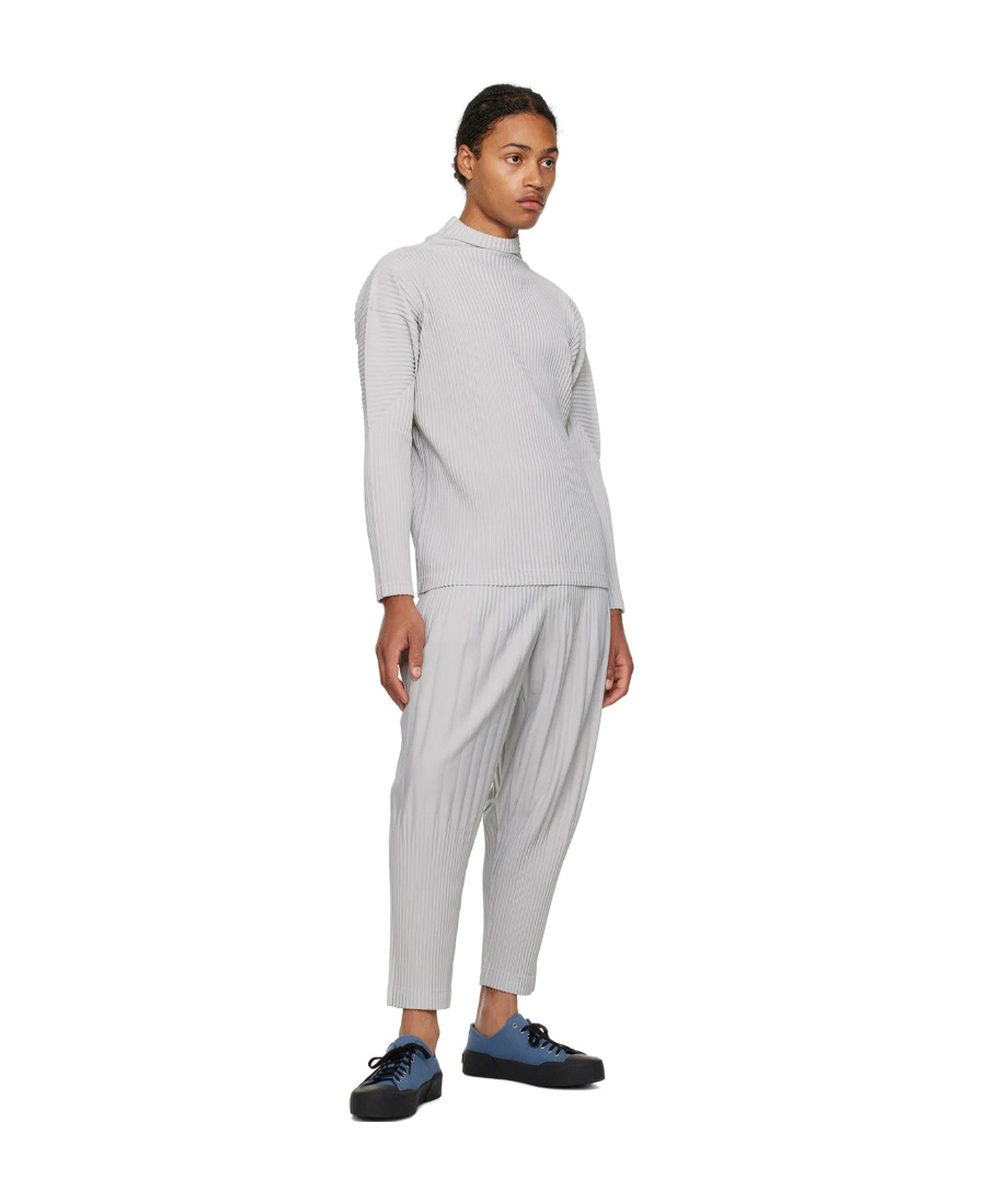 Issey Miyake Plissé-effect Mock-neck T-shirt In White