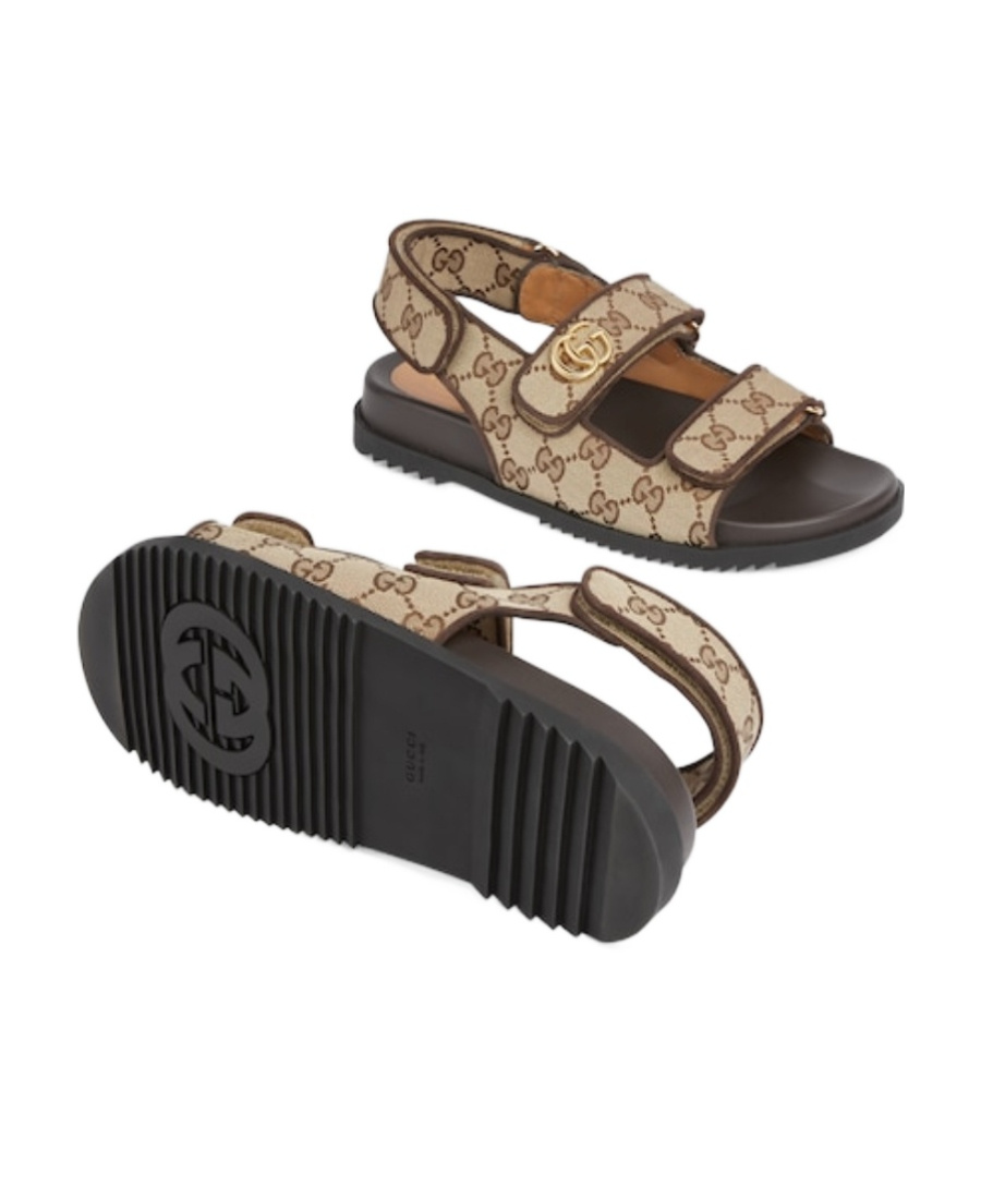 Gucci Moritz Monogram Easy Slingback Sandals In Nude