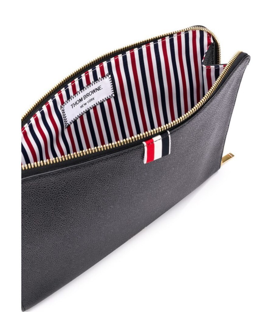 Thom Browne Rwb Strap Medium Gusset Folio In Black