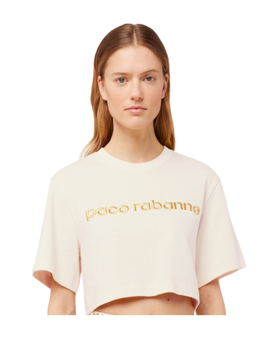 RABANNE LOGO-EMBROIDERED CROPPEDT-SHIRT