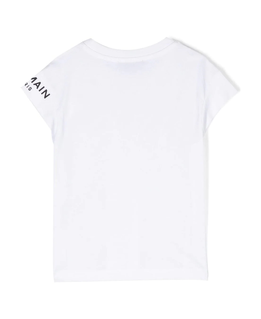 Balmain Buttoned Logo-print T-shirt In White