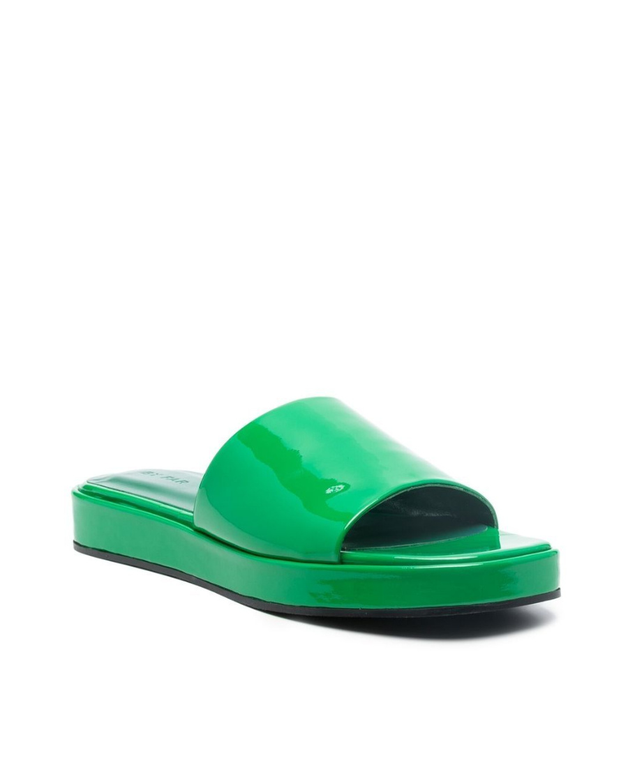 Shop By Far Cala Patent-finish Mules In Green