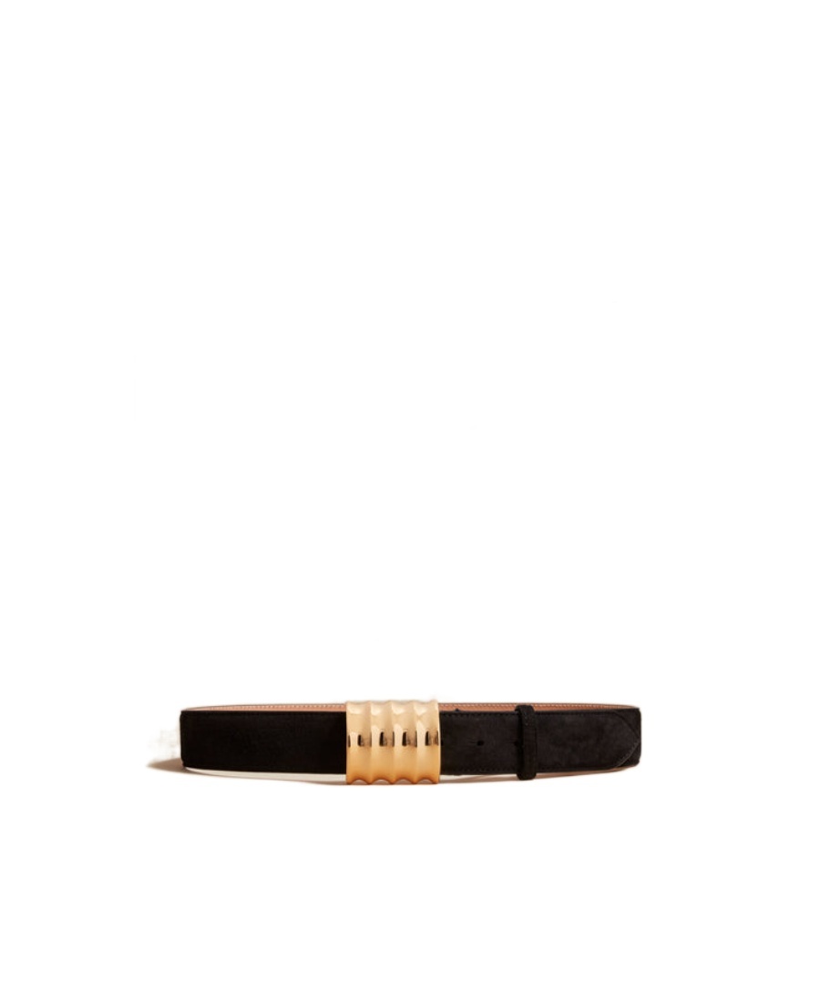 Khaite Medium Julius Suede Belt In Black