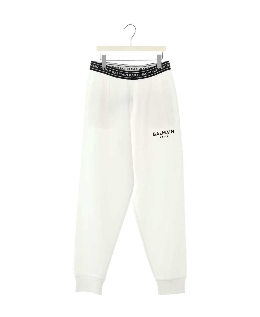 Balmain Ribbed Cuff Track Pants In White