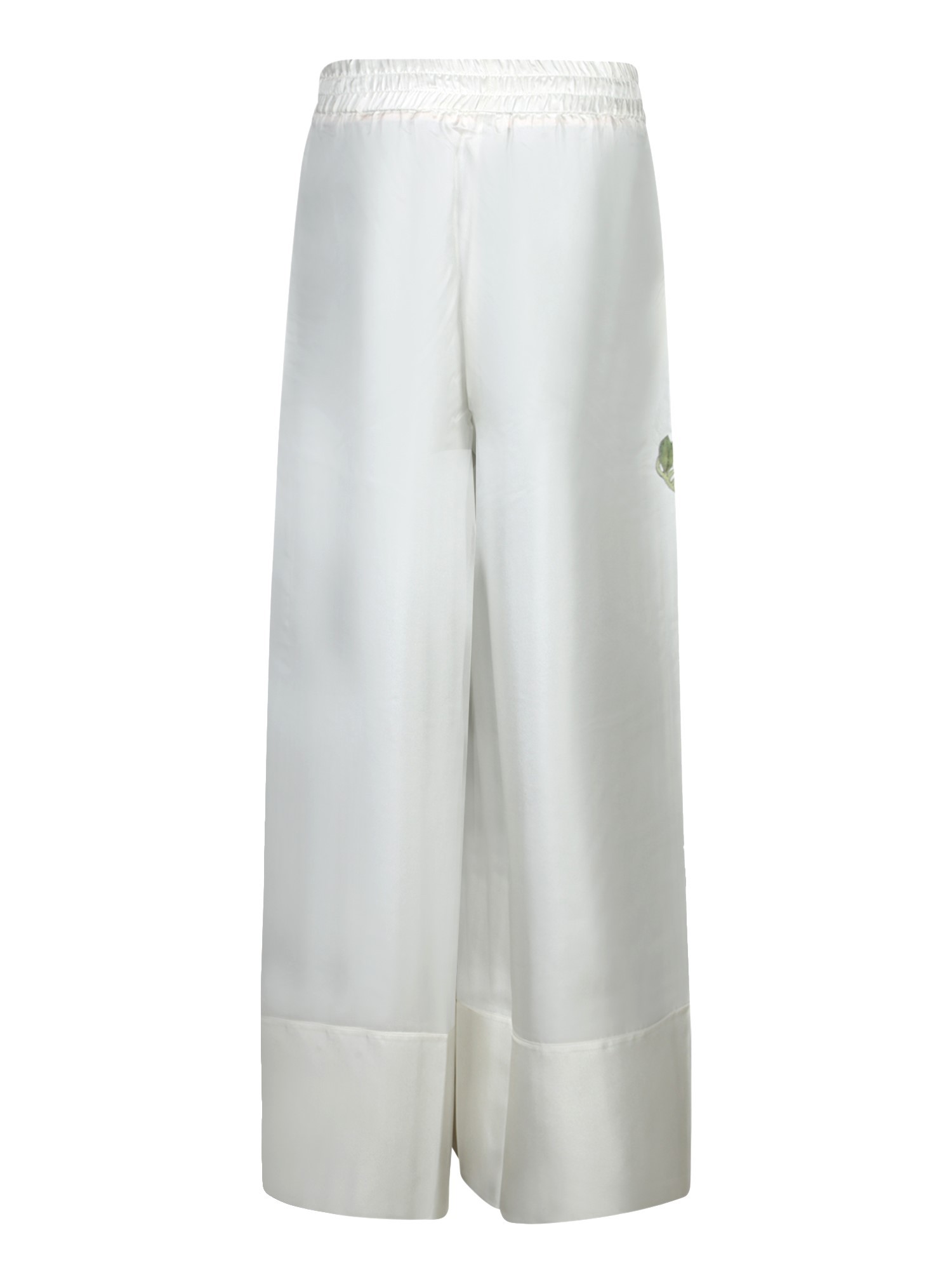 Pierre-louis Mascia White Wide-leg Trousers With Floral Print Accents In Gray