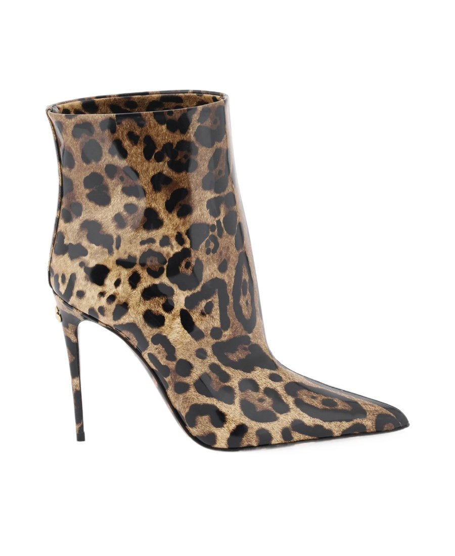 Dolce & Gabbana Women's 105mm Leopard Leather Booties In Black