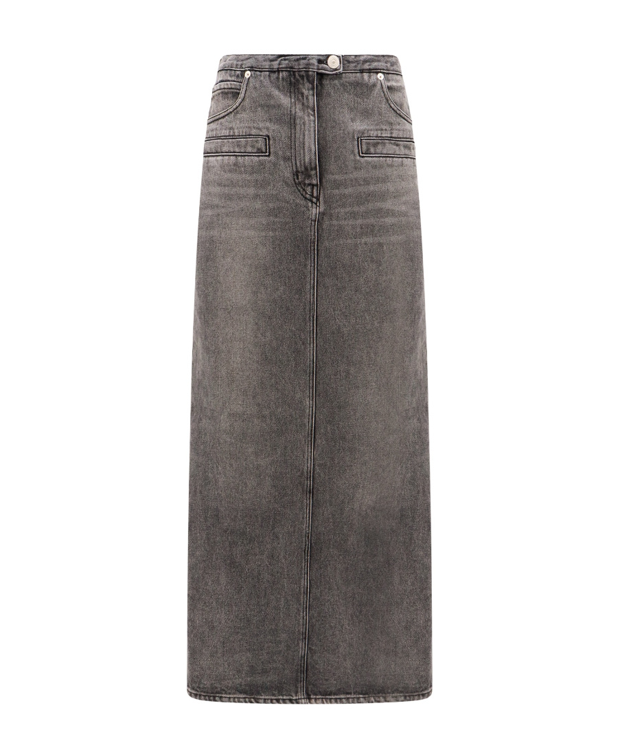 Shop Courrèges Heritage Cut-out Stonewashed Denim Skirt In Black